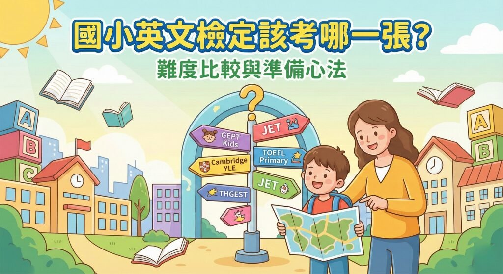 Read more about the article 國小英文檢定該考哪一張？GEPT Kids、劍橋、TOEFL Primary 難度比較與準備心法