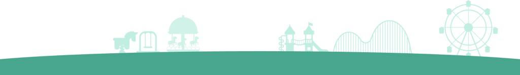 遊樂園景點包括旋轉木馬、摩天輪、遊樂場和雲霄飛車。