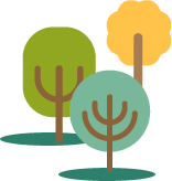 秋天色彩的三棵風格化的樹