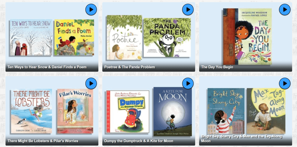 六本展示兒童文學的書籍封面。 非常適合沉浸式英語學習。