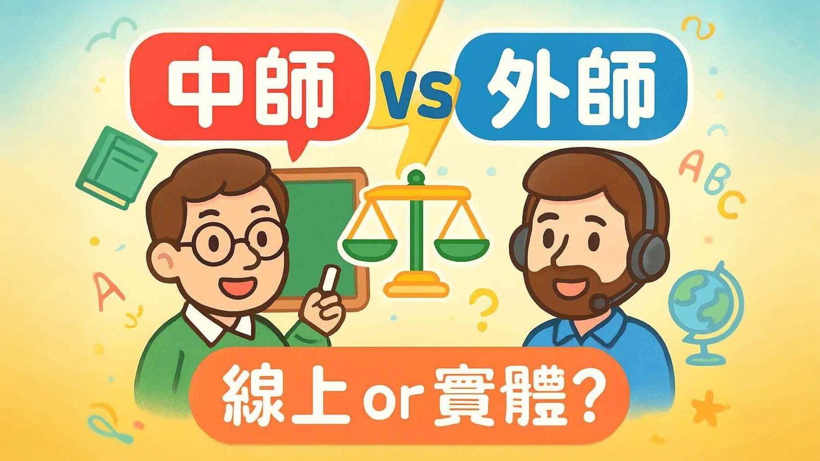 中外英語家教，線上英文課程與面對面課程， 中師VS外師，線上還是實體。